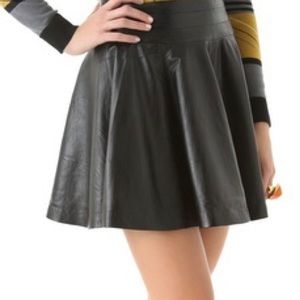 Milly DELPHINE Leather Flare Skirt Sz 12